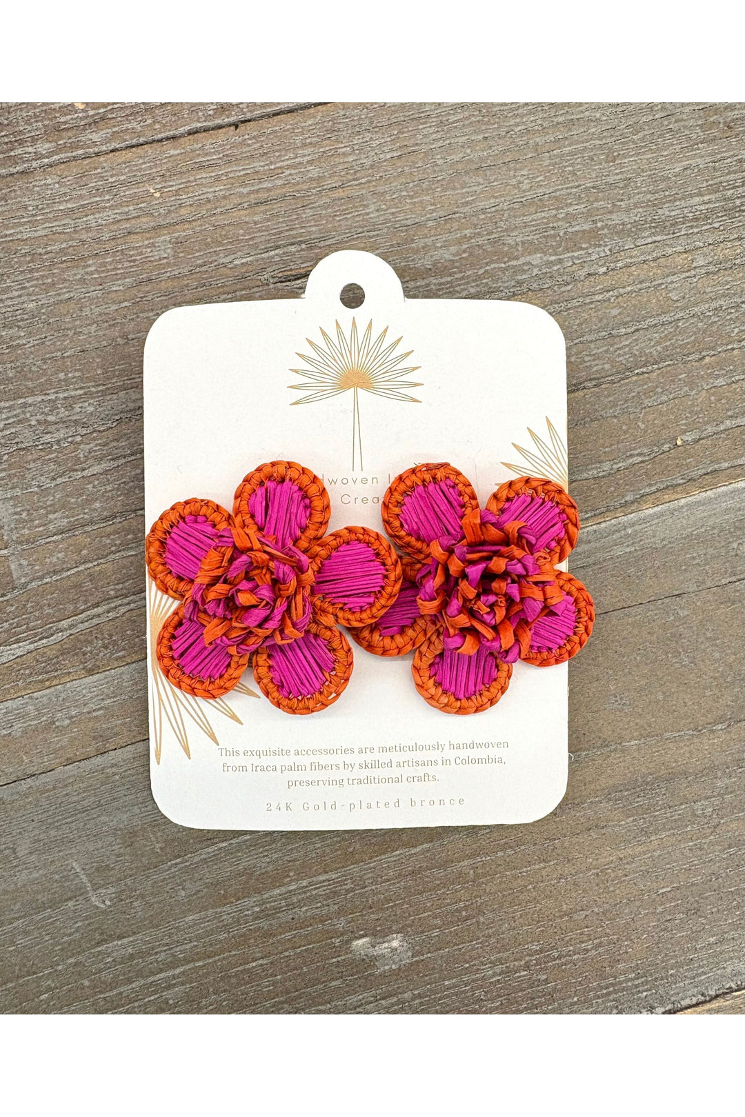 Handmade Pink/Orange Flower Earrings