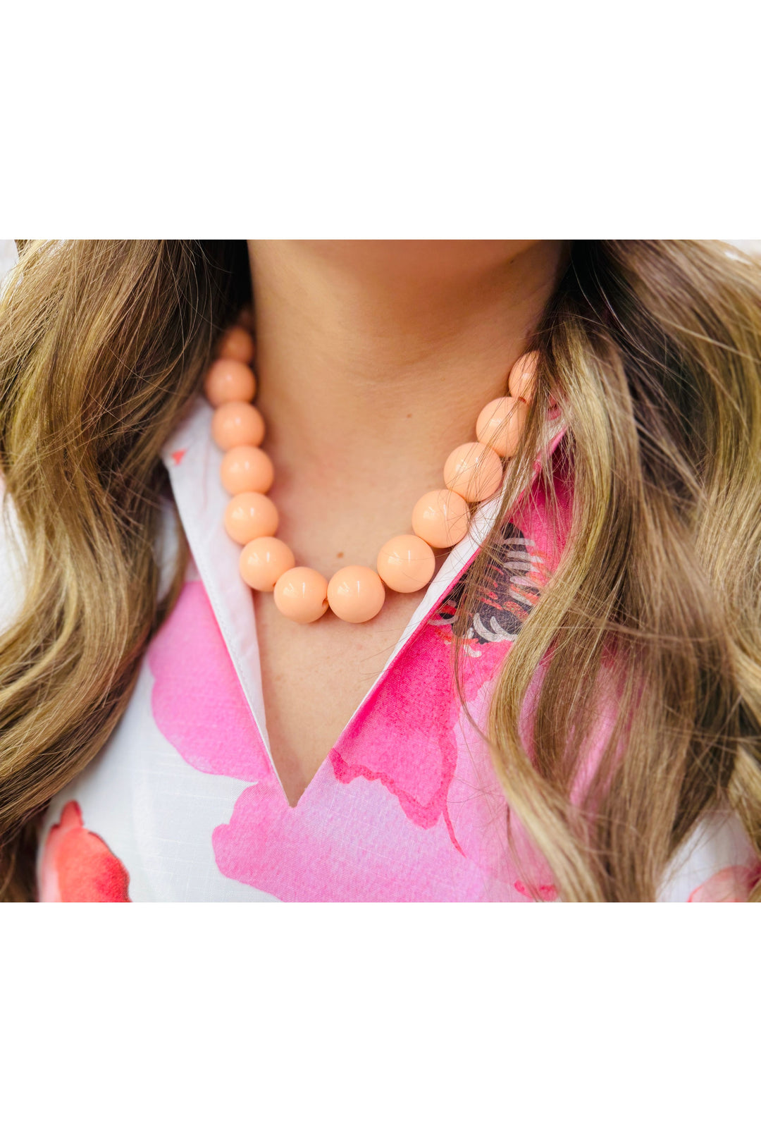 Peach Marble Statement Necklace