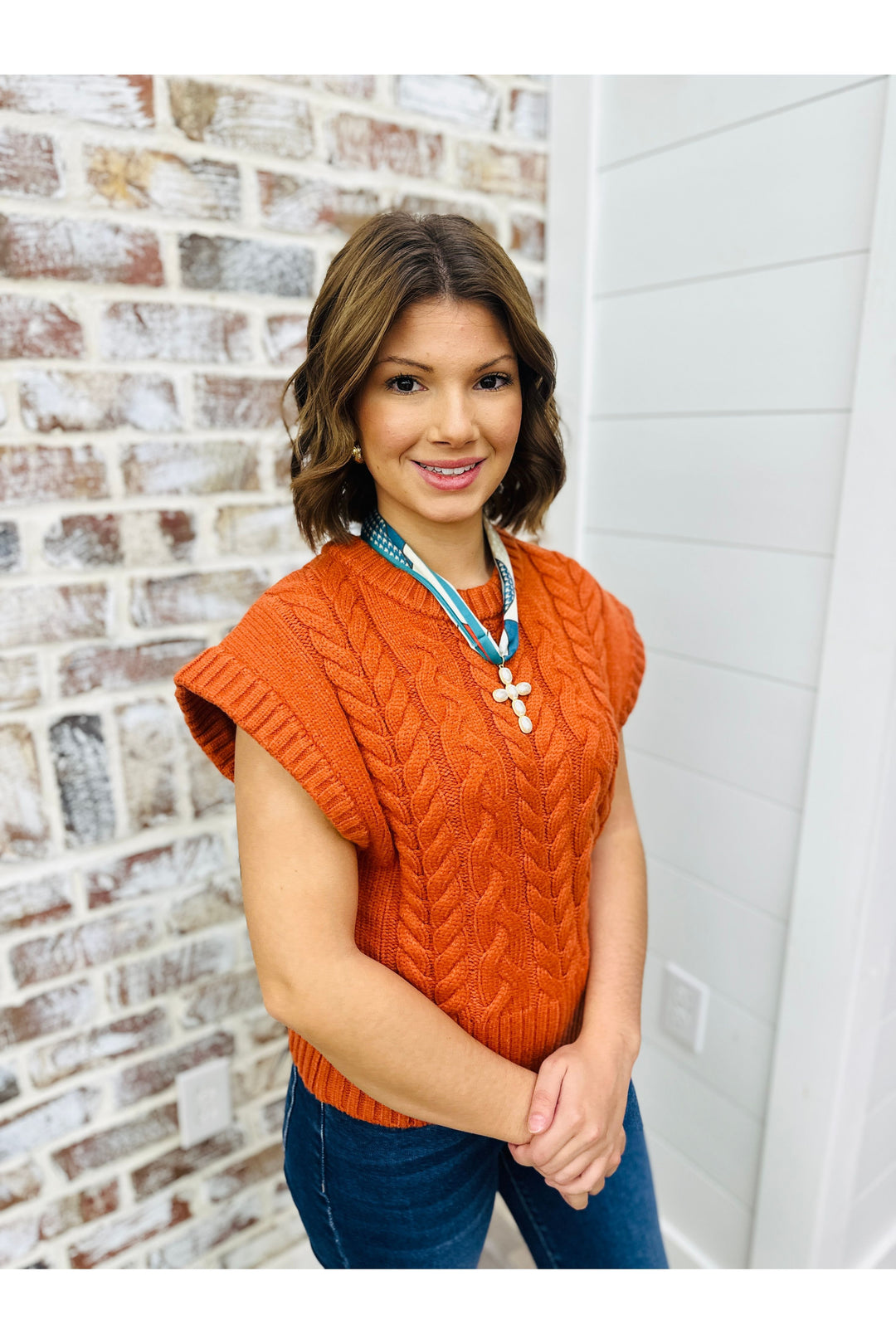 Rust Cable Knit Top