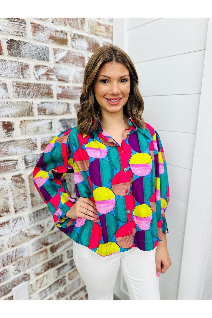 KARLIE Modern Pop Button Up Top