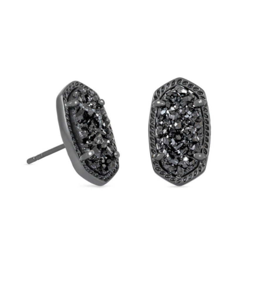 Kendra Scott| ELLIE STUD EARRINGS GUNMETAL BLACK DRUSY