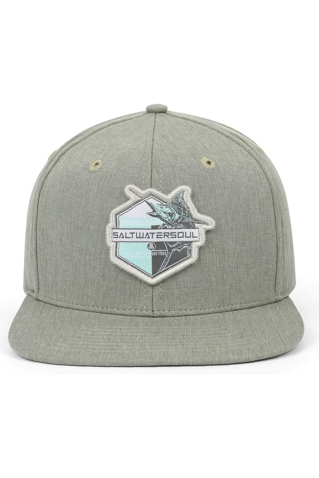 Youth mint green trucker hat with marlin logo on the front.