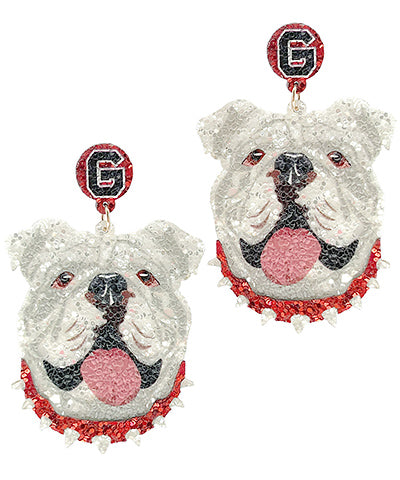 White Bulldog Earring