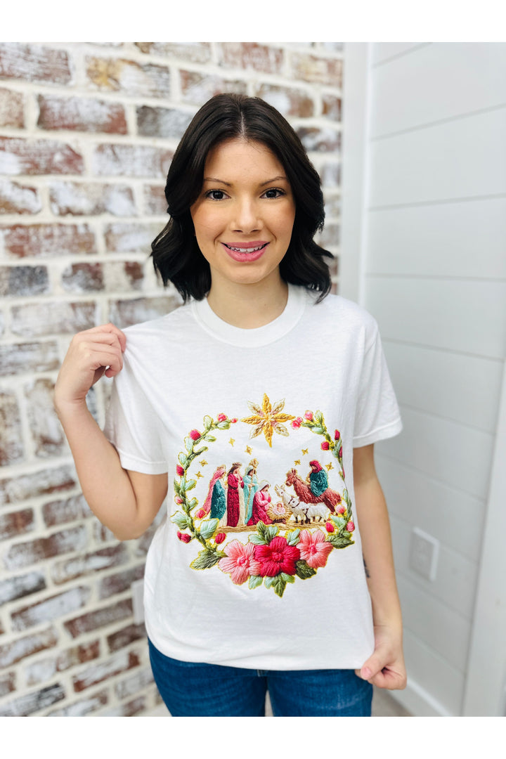 Faux French Knot Nativity Tee