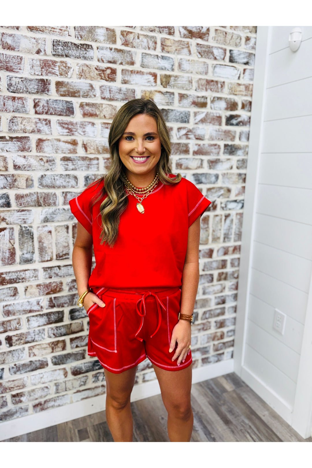 Red Contrast Stitch Set