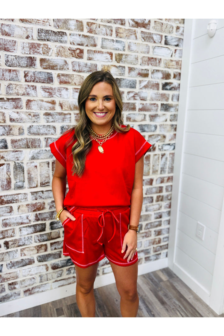Red Contrast Stitch Set
