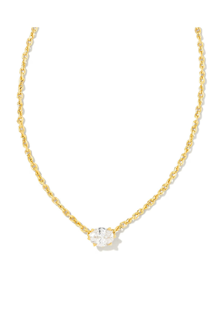 Kendra Scott | Cailin Gold Pendant Necklace in White CZ