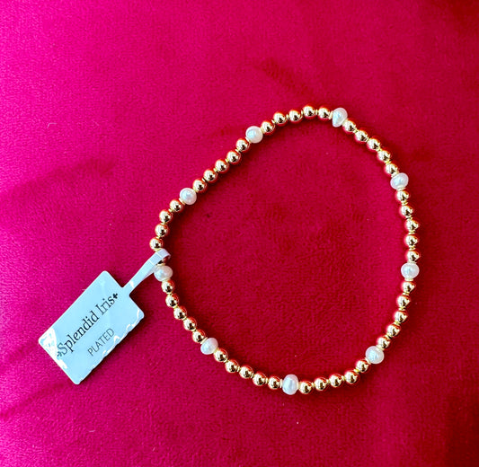 Gold Ball & Pearl Bracelet