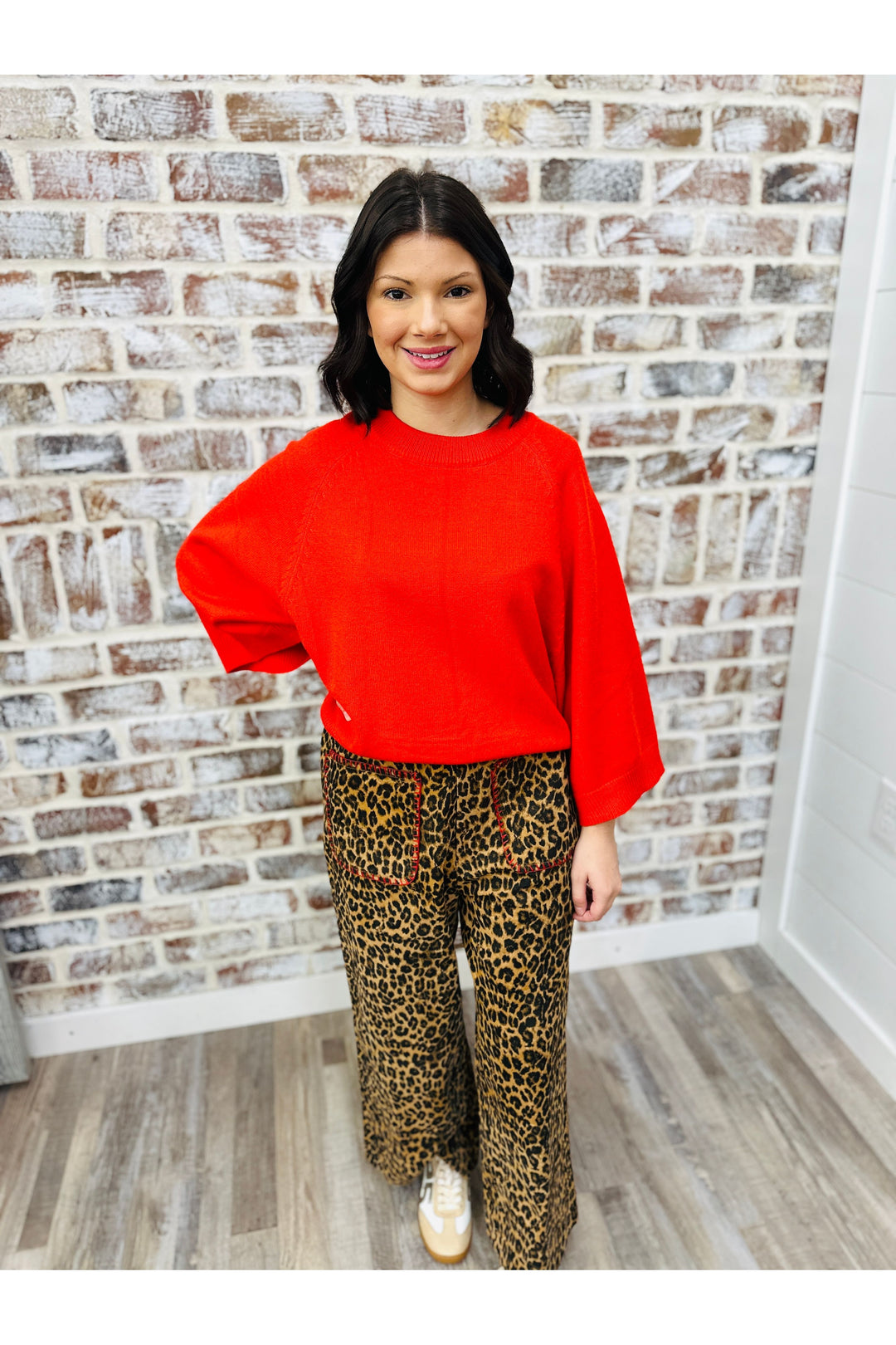 Red Batwing Sweater Top