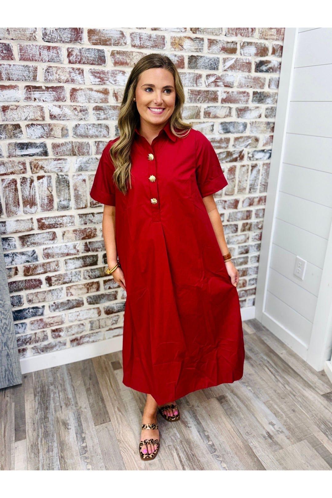 Burgundy Statement Midi Dress