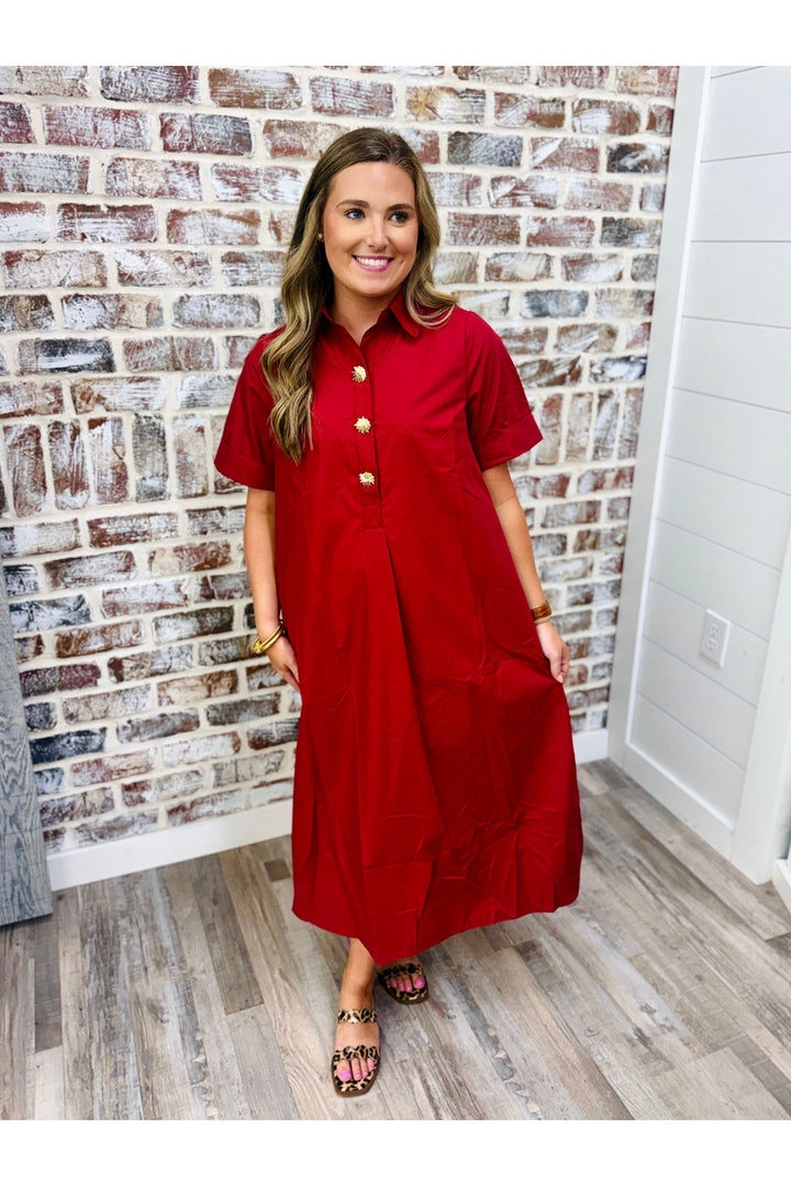 Burgundy Statement Midi Dress
