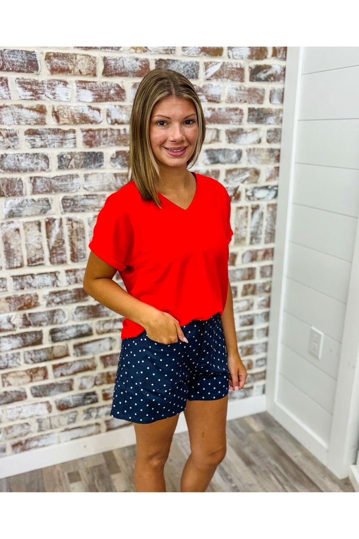 Navy Polka Dot Shorts