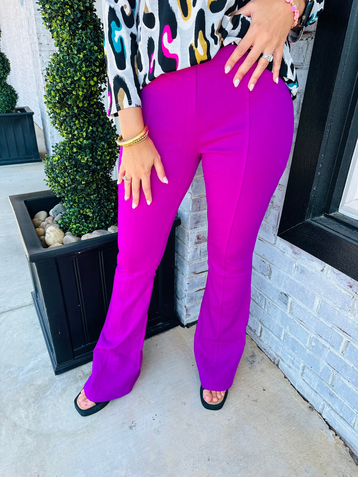 Magenta~Magic High Waisted Kick Flare Pant