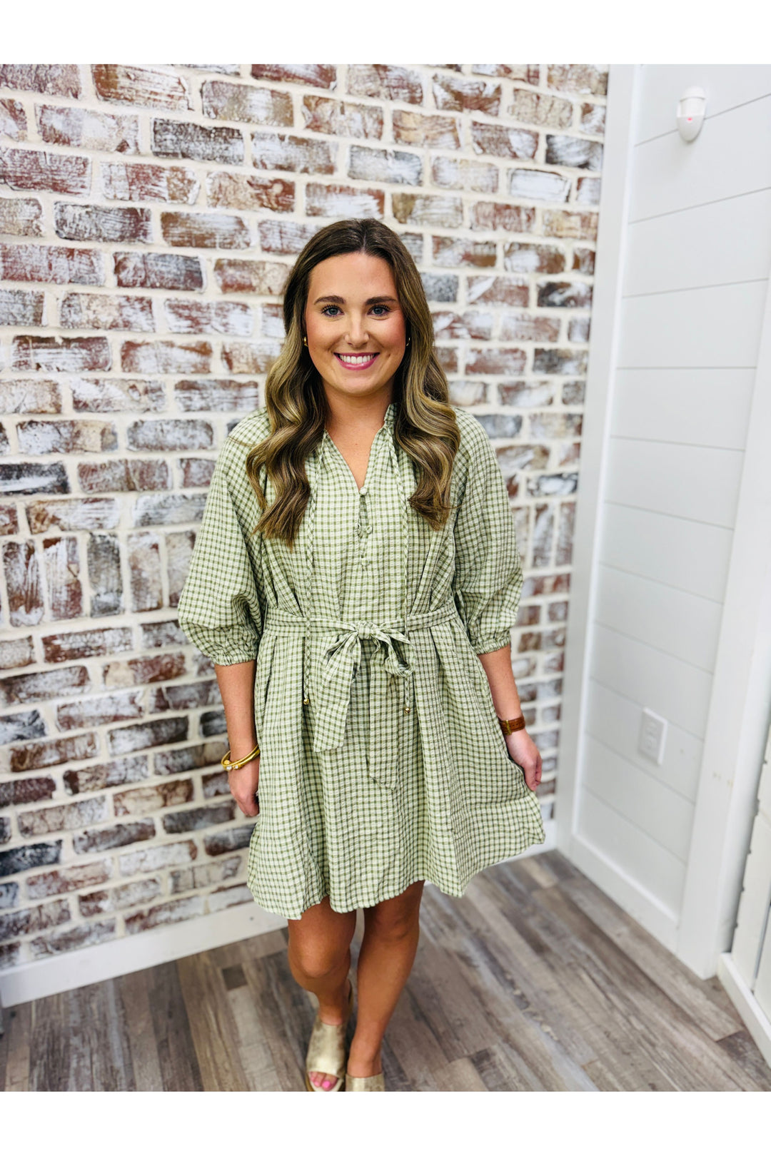 Sage Gingham Dress