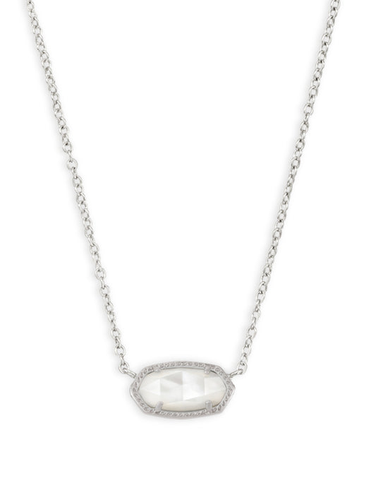 Kendra Scott| ELISA SHORT PENDANT NECKLACE RHODIUM IVORY MOTHER OF PEARL