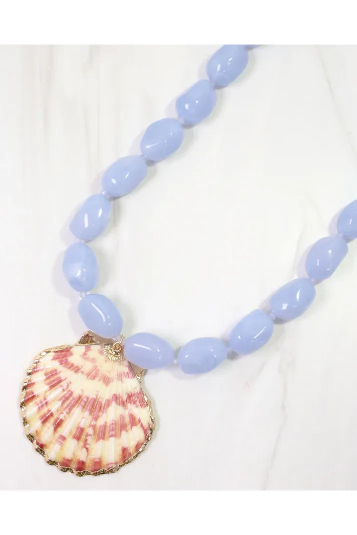 Sallisaw Shell Beaded Necklace Blue