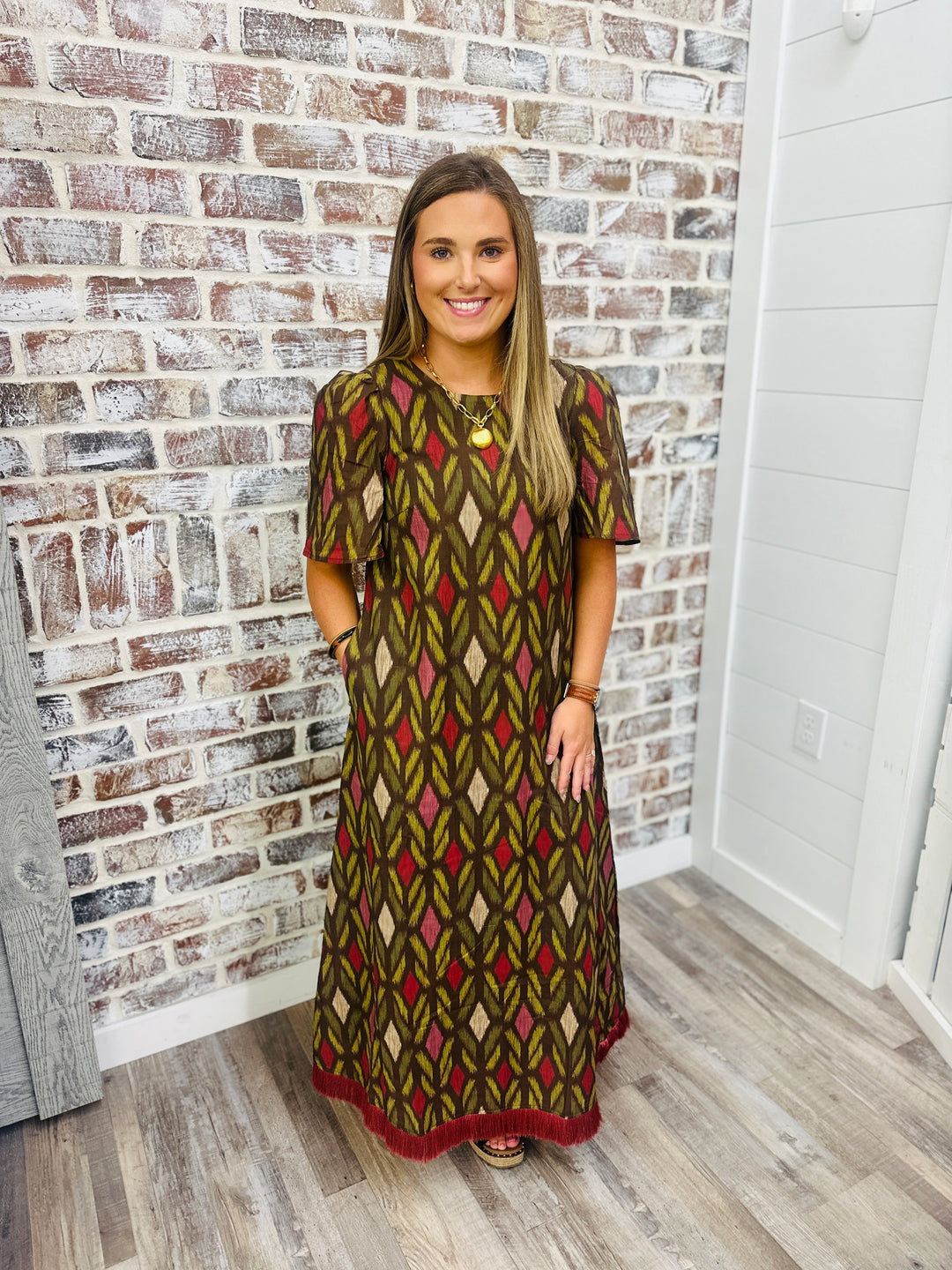Geo Fringe Maxi Dress