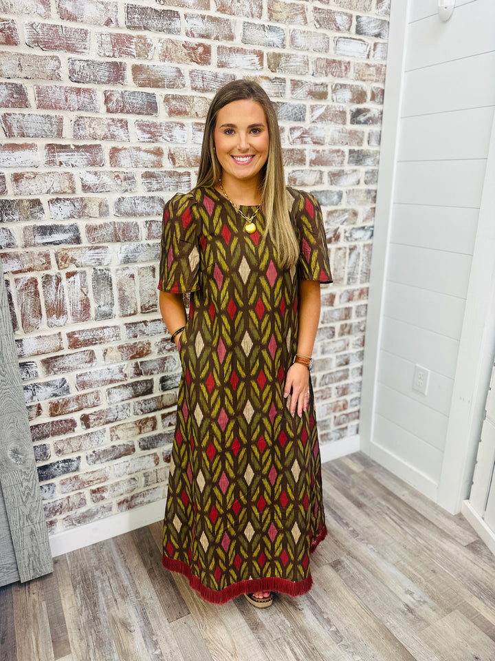 Geo Fringe Maxi Dress