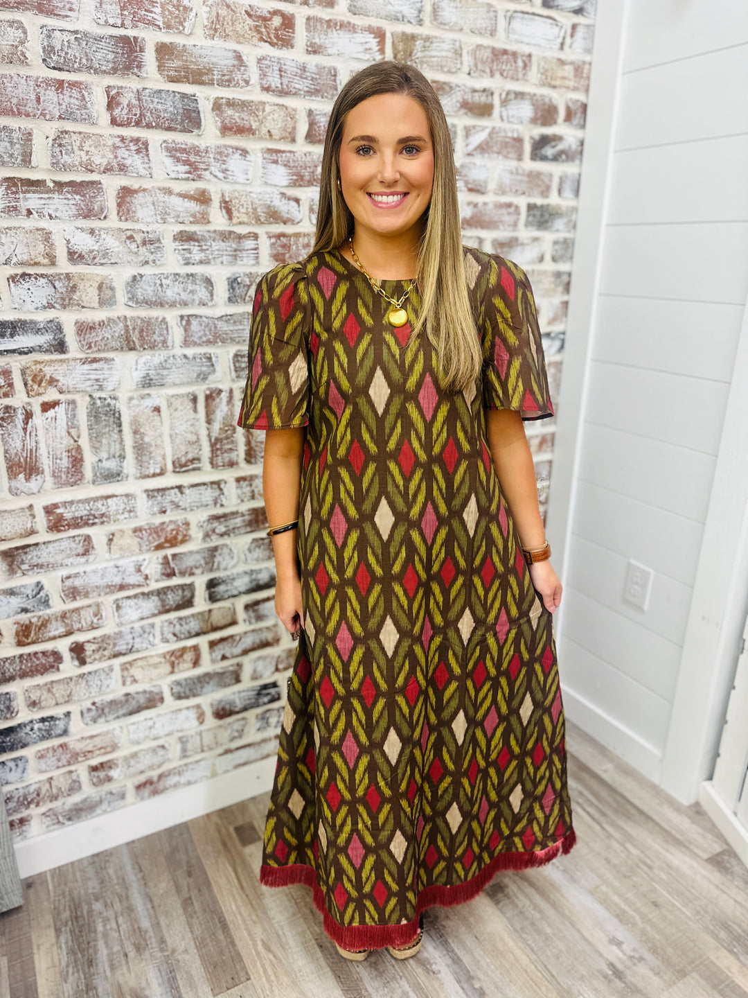 Geo Fringe Maxi Dress