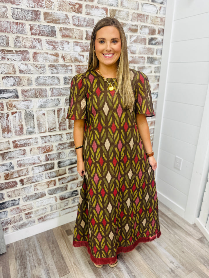 Geo Fringe Maxi Dress