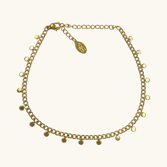 Gold Mini Disk Anklet~Waterproof Gold