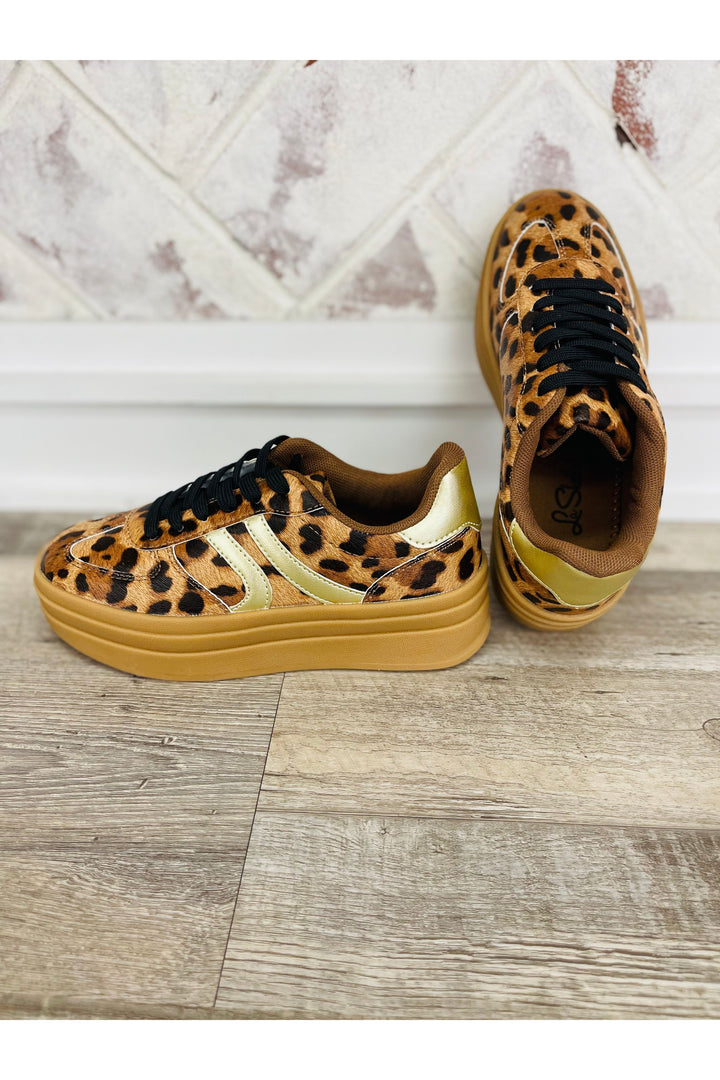 Leopard/Gold Sneakers