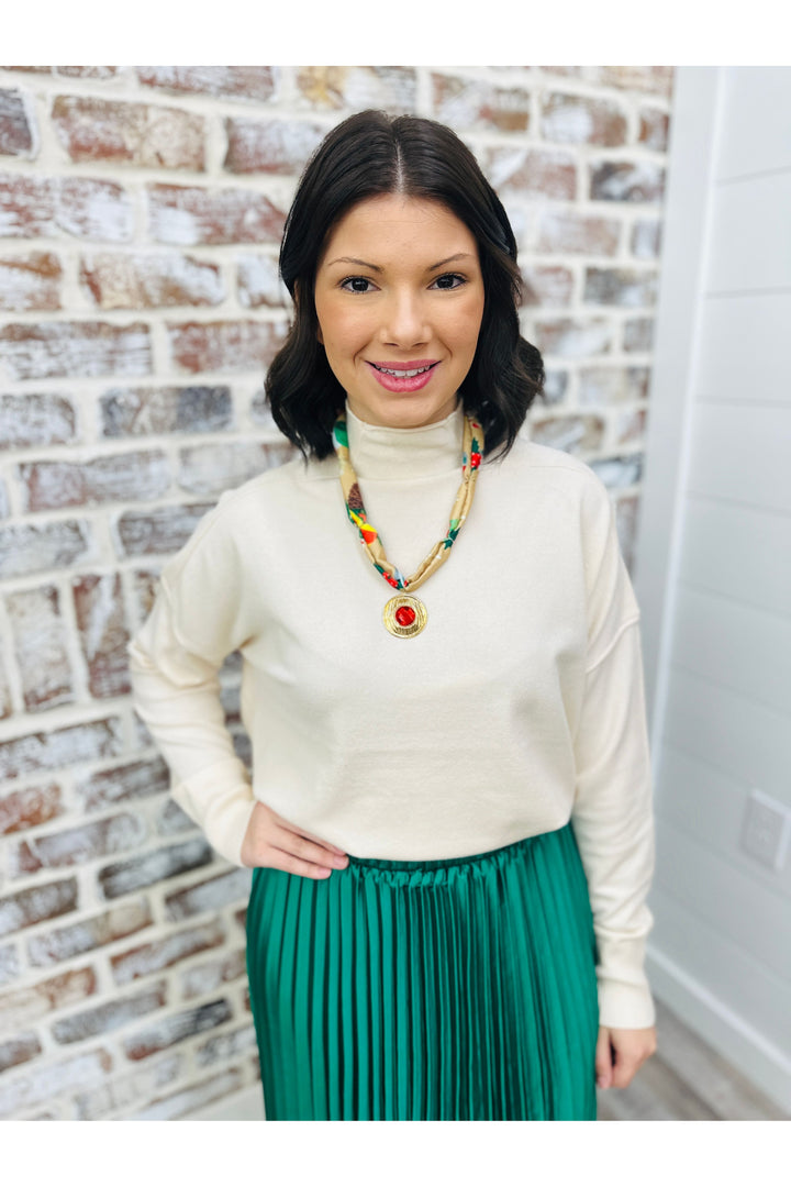 Cream High Neck Sweater