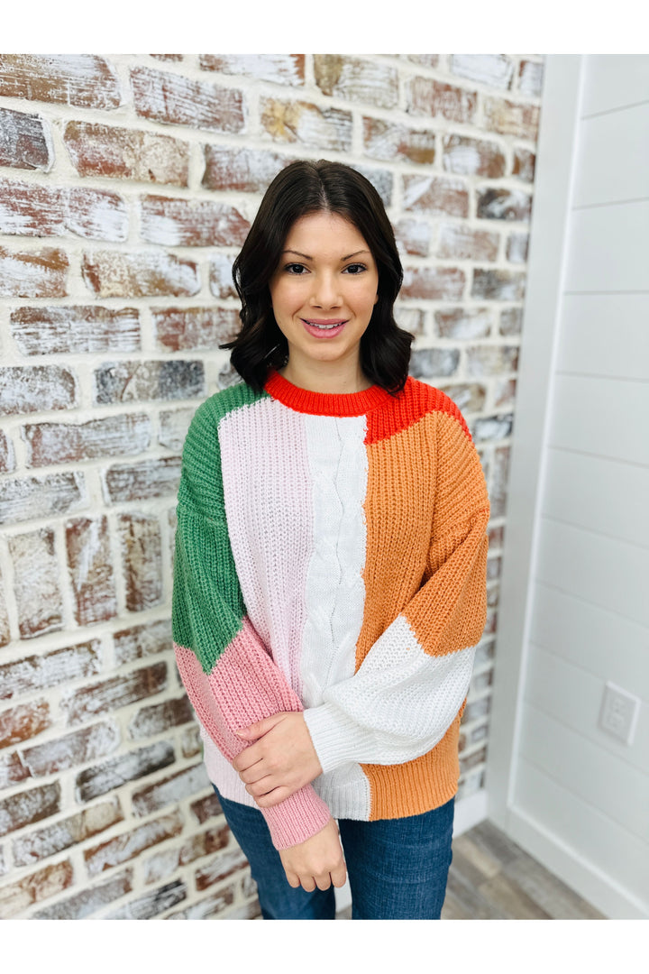 Color Block Sweater Top
