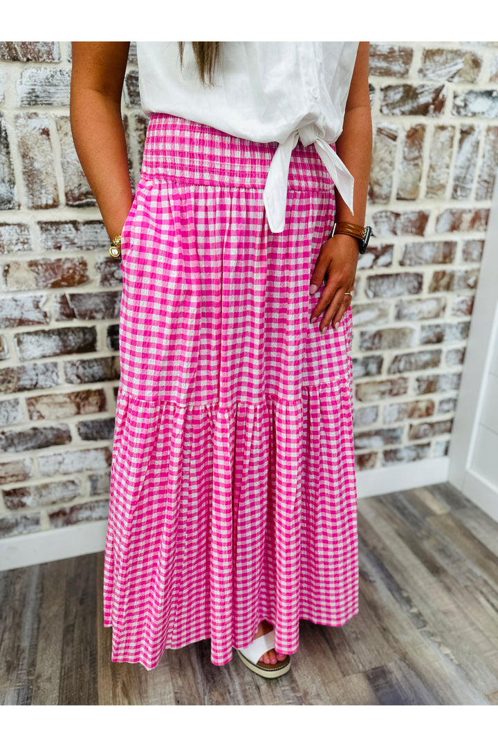 Adrienne| Pink Gingham Skirt