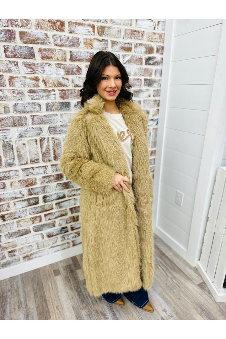 Camel Faux Fur Coat