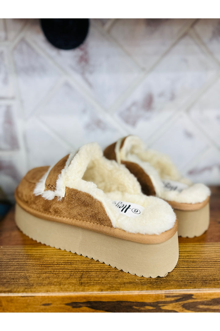 Corkys Veg Out Tobacco Faux Suede Platform Slide