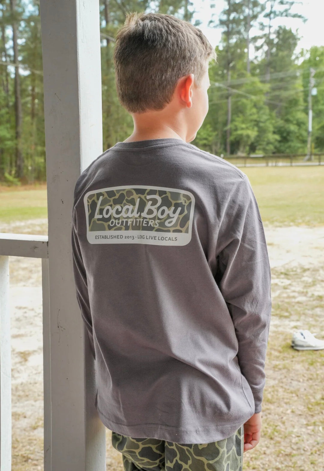 Local Boy | Youth Brush Camo Mark Long Sleeve Heather Performance Shirt