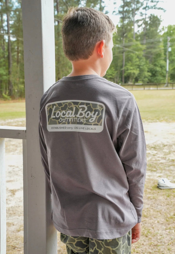 Local Boy | Youth Brush Camo Mark Long Sleeve Heather Performance Shirt