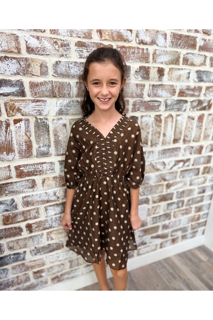 Girls Smock Polka Dot Dress