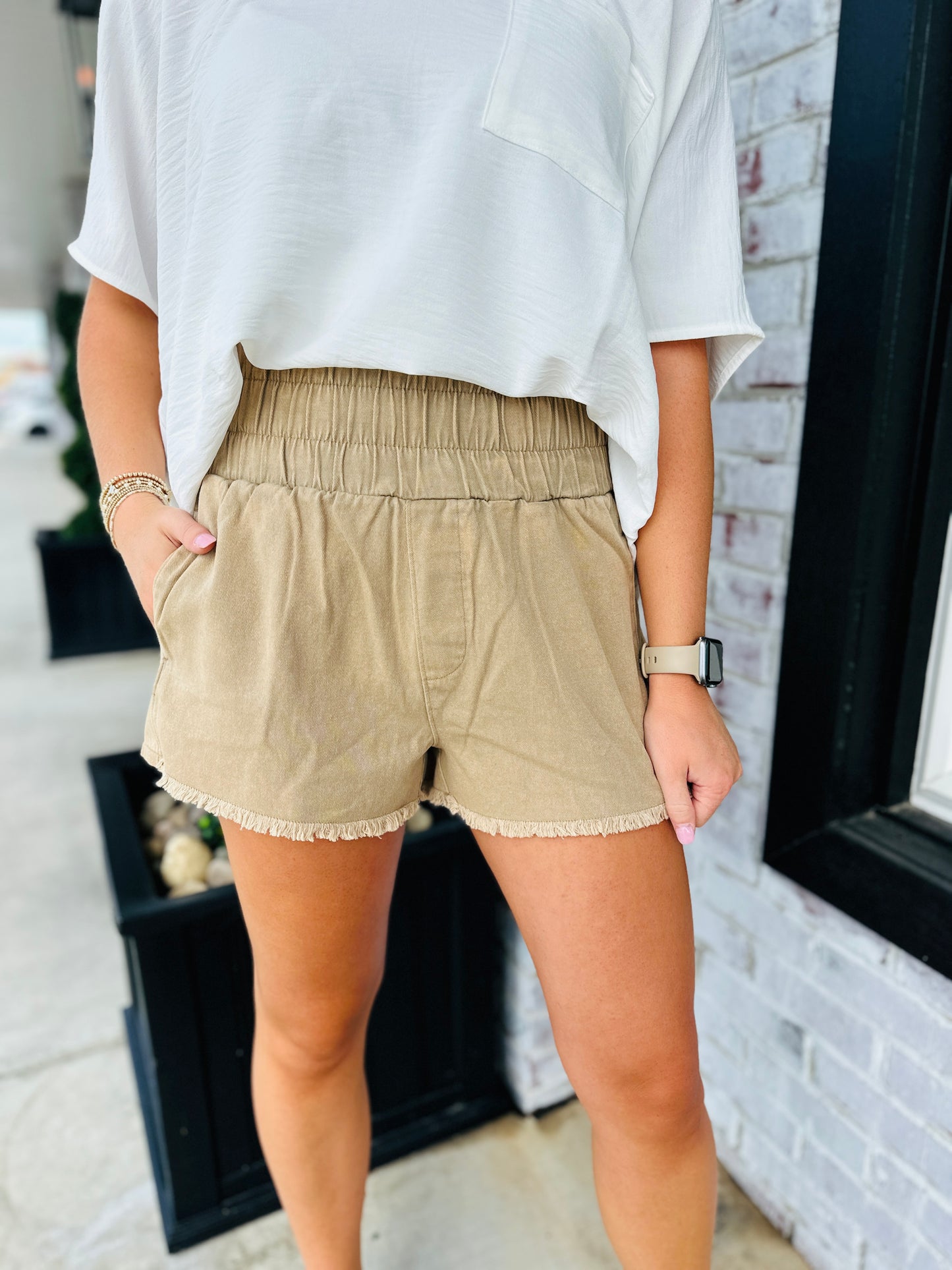 Washed Taupe Shorts