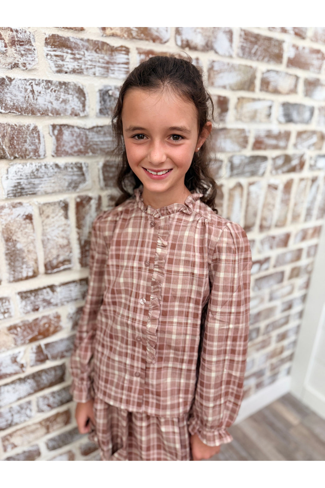 Youth | Ruffle Placket Button Up Shirt