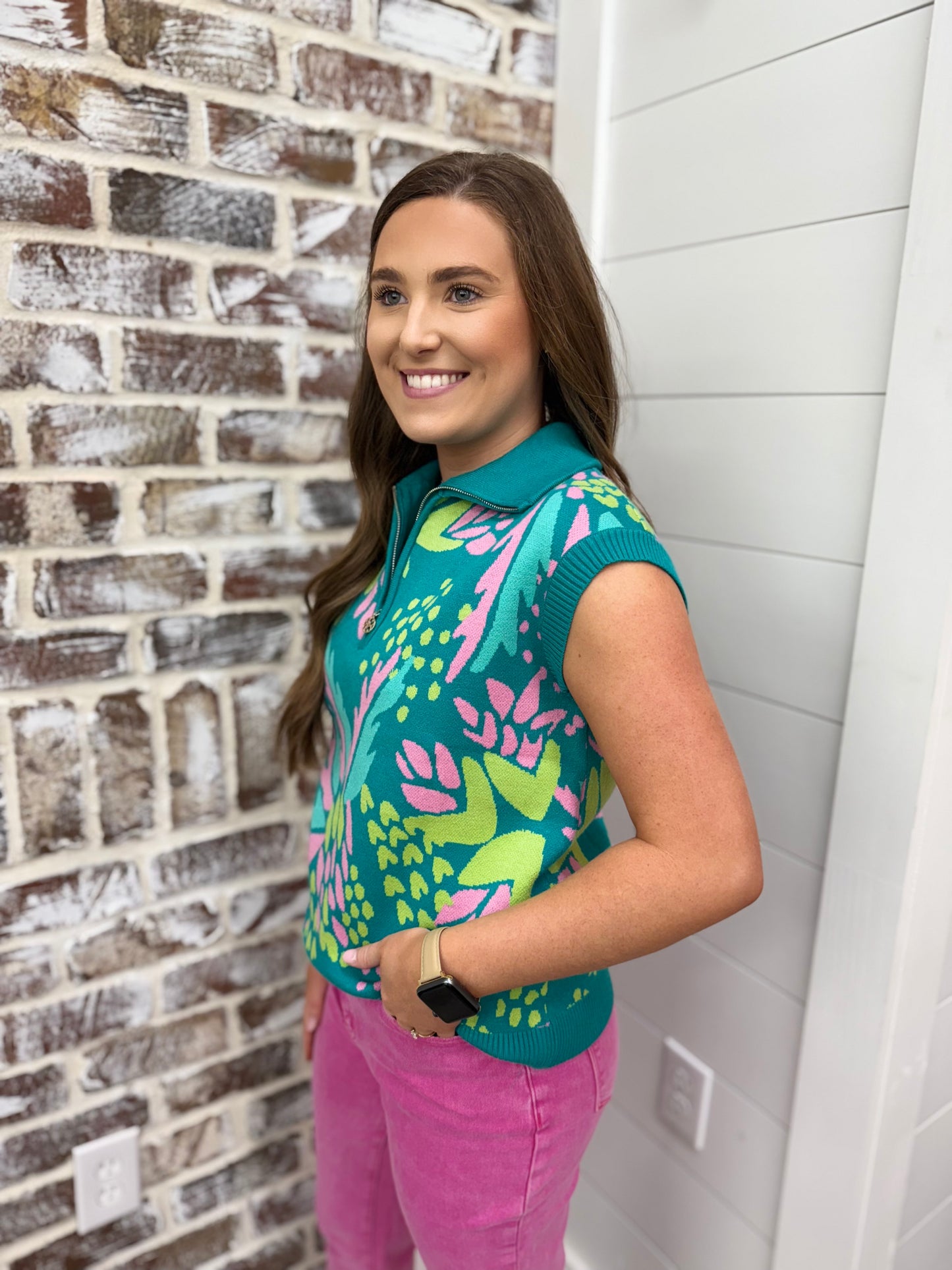 Mary Square Aloha Green Sweater Top