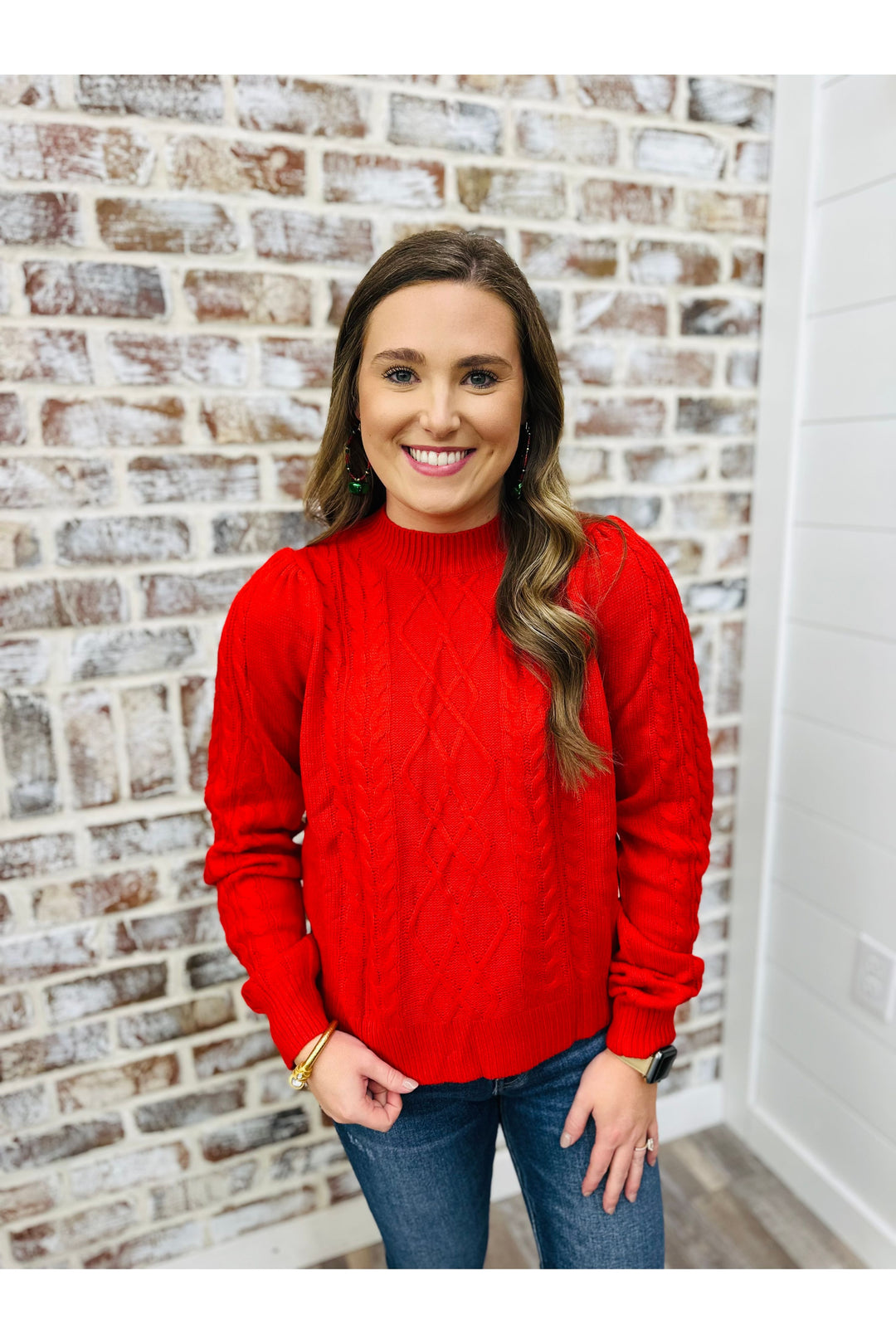 Red Cable Knit Sweater