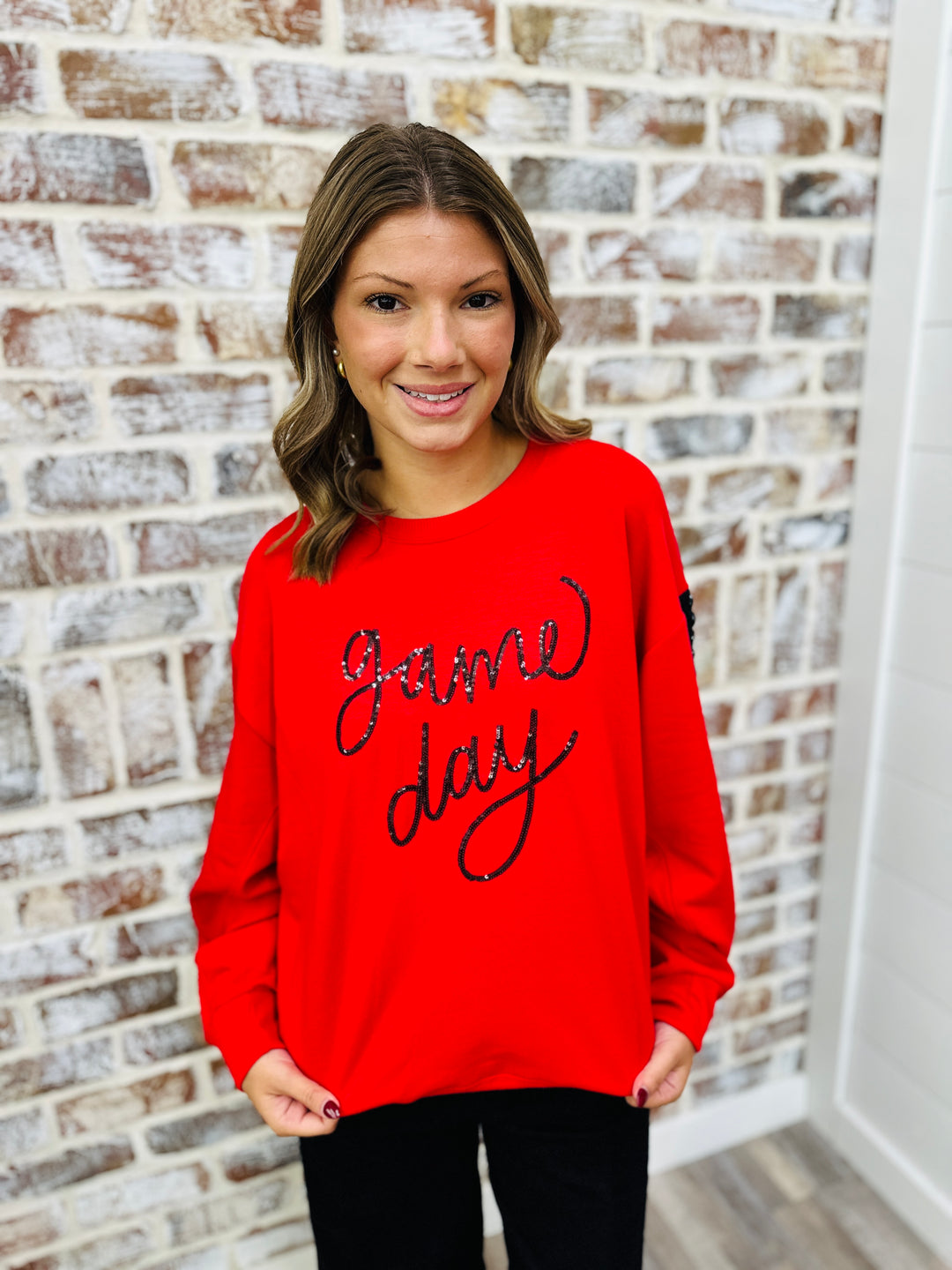 Mary Square|Gameday Red & Black Sarah Sweatshirt