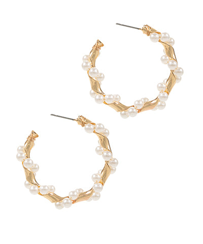 Twisted Pearl & Bamboo Shape Hoops