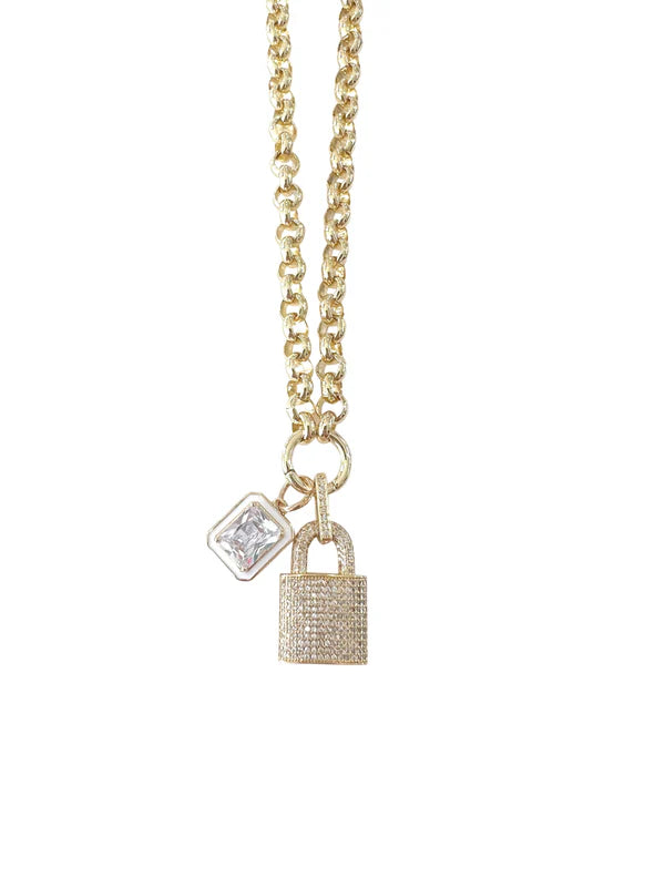 Gemelli Diamond Lock Necklace