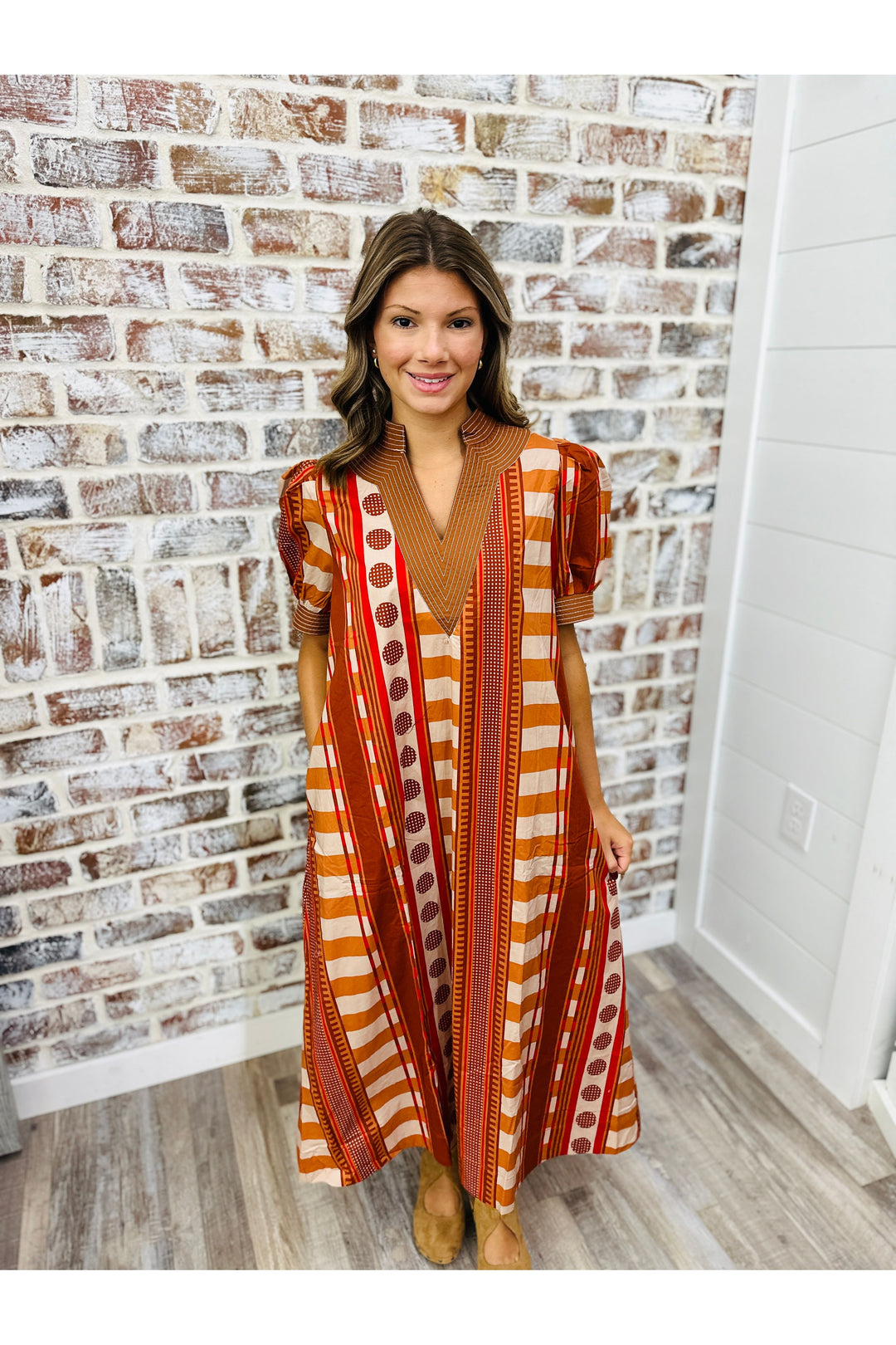 Cinnamon Squares Midi Dress