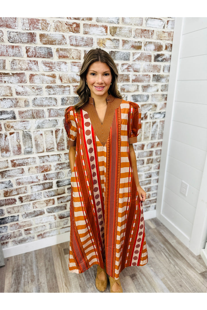 Cinnamon Squares Midi Dress
