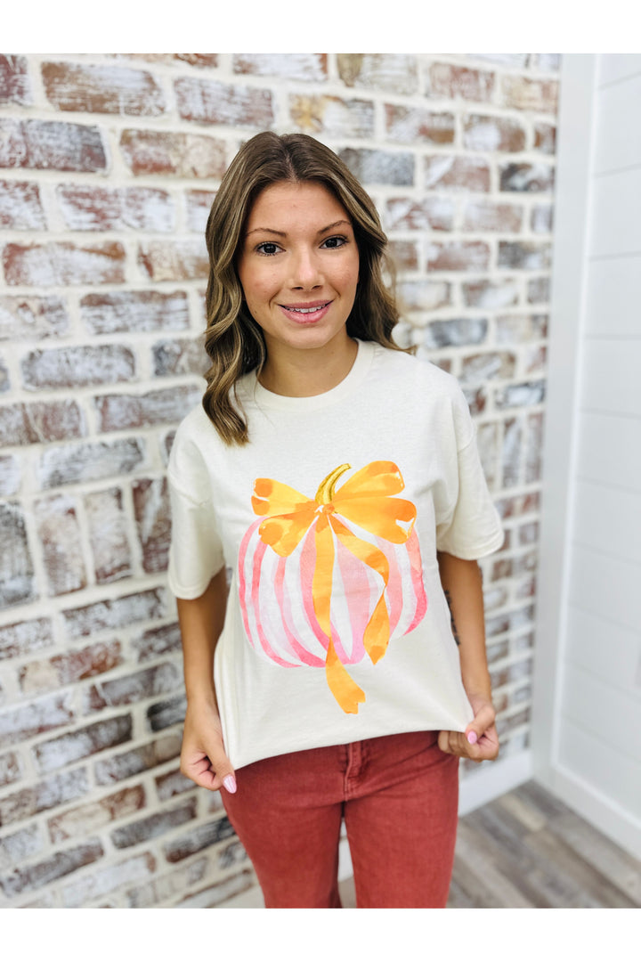 Pumpkin Pink Striped Tee