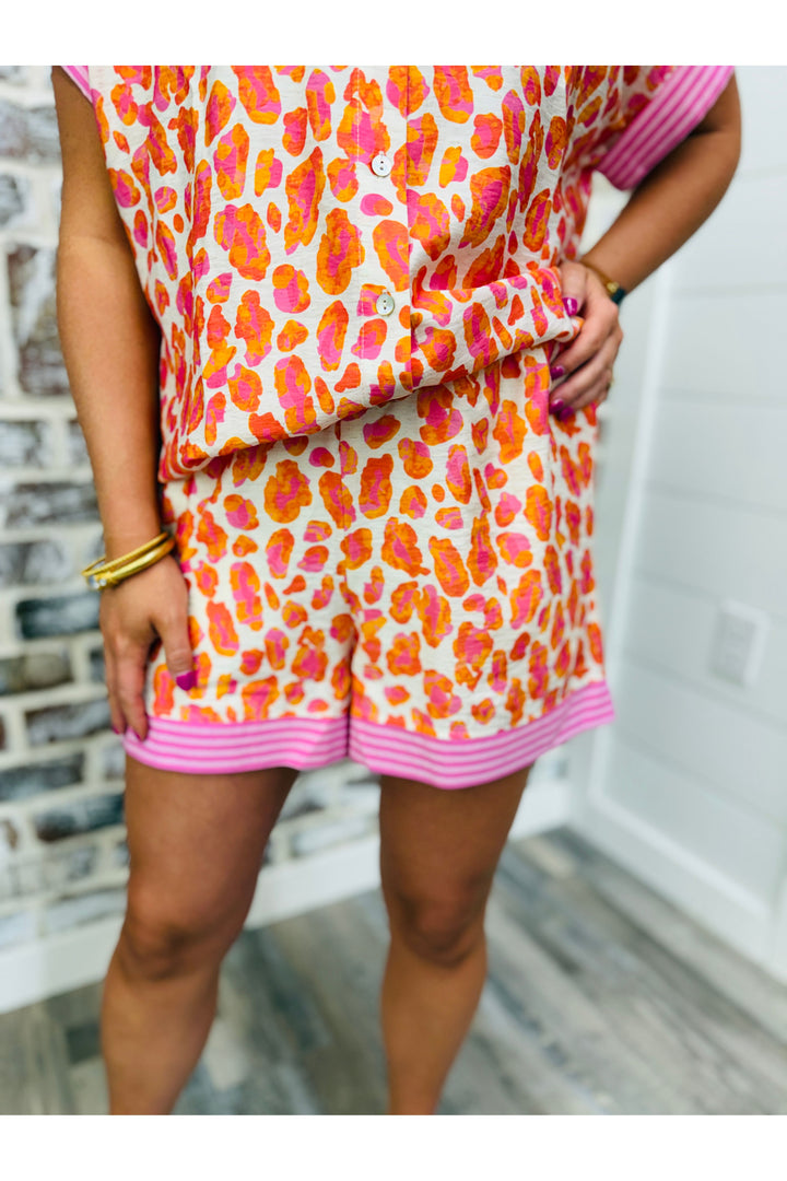 Pink/Orange Leopard Shorts