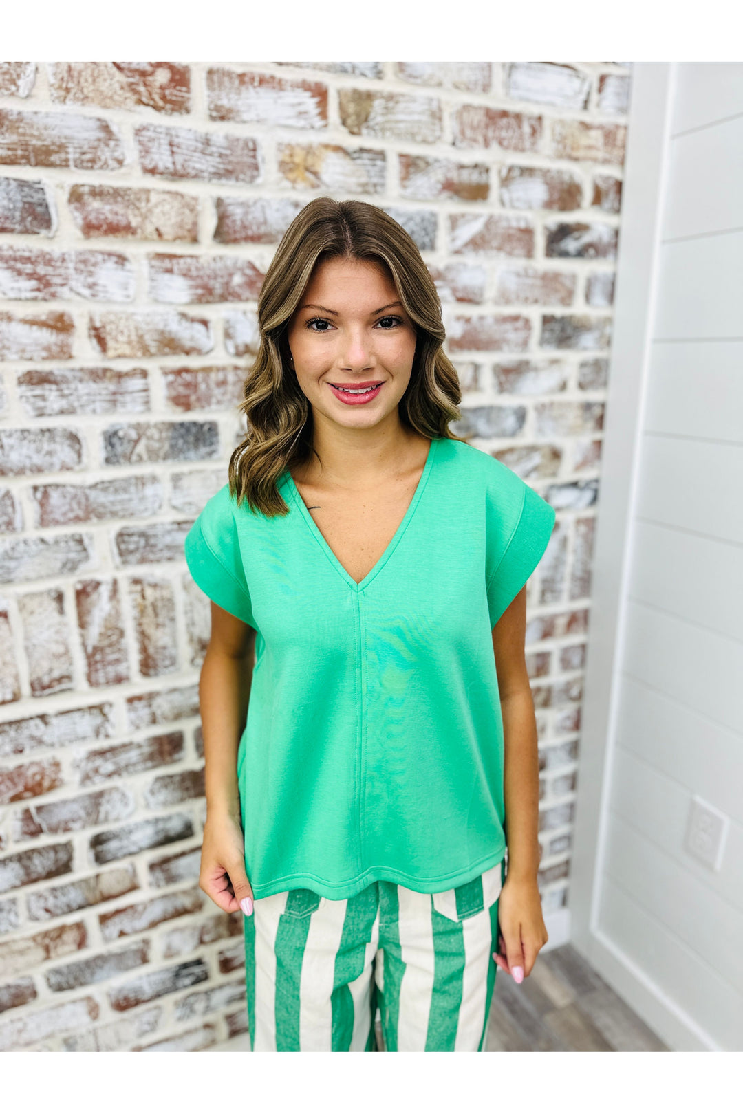Green~ All The Feels VNeck Top