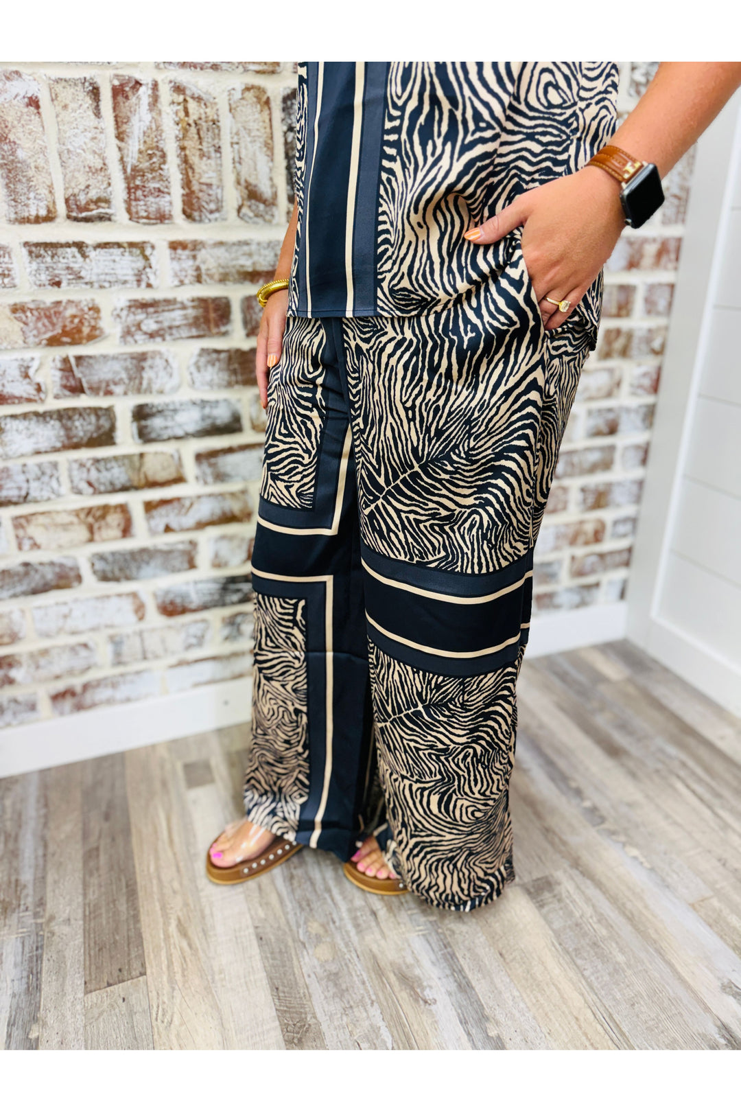 Navy Moonlit Safari Wide Leg Pants