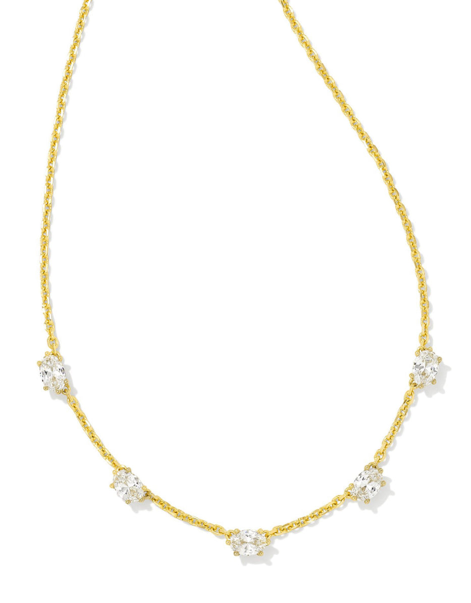 Kendra Scott| CAILIN CRYSTAL STRAND NECKLACE GOLD WHITE CZ