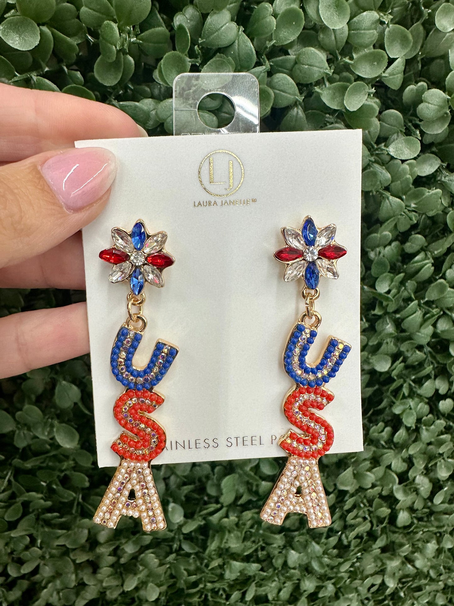 USA Stone Earring