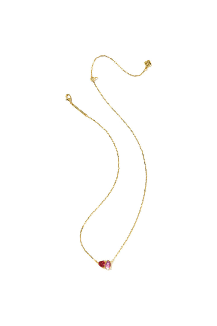 Tatum Gold Short Pendant Necklace - Pink Mix